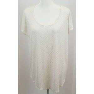 Maurices Women's Short Sleeve Studded XLarge Top Ivory Shirt